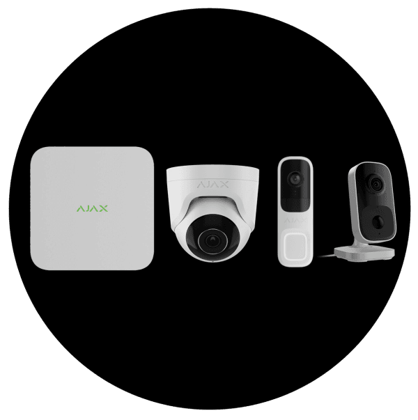 Ajax video surveillance: NVR, dome camera, video doorbell and indoor camera